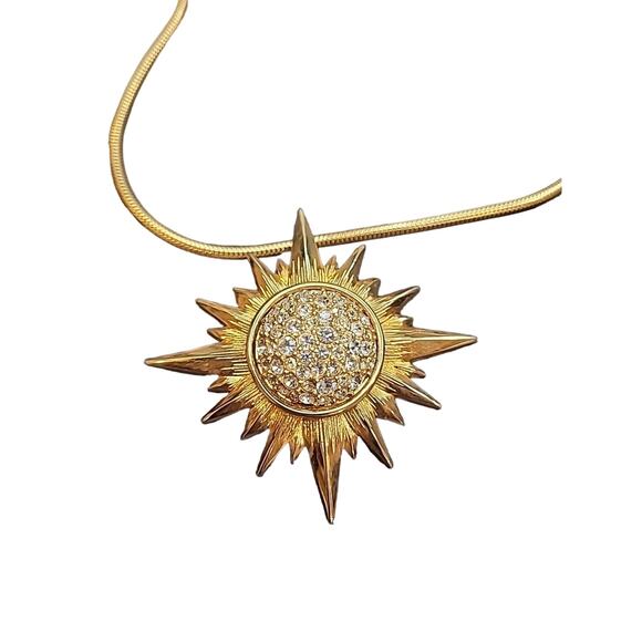 Swarovski Crystals Gold Tone Celestial Northern Star Rhinestone Necklace Set - Picture 3 of 10